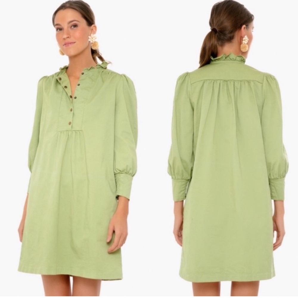 Tuckernuck Light Green Ruffled Collar Babydoll Dress